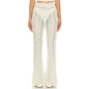 Tularosa White Crochet Wide Leg Pants